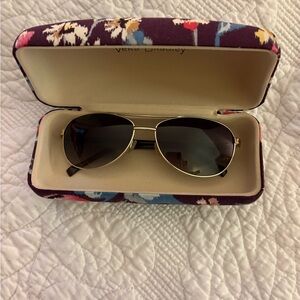 Vera Bradley Gold Aviator Sunglasses in matching case